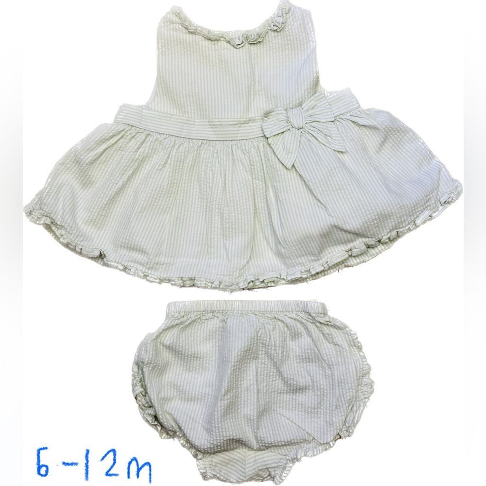 Janie and Jack Green Seersucker Dress  6-12m